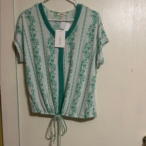 Coco Belle Green Patterned Short Sleeve Top